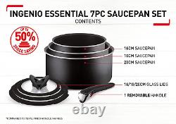 Tefal Ingenio Essential Non-Stick Pots and Pans Set, 7-Piece, Saucepan Set, with