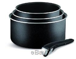 Tefal Ingenio Essential Non-stick Saucepan Set, 4 Pieces Black