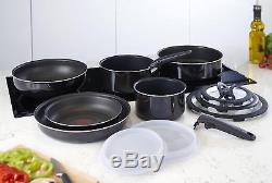 Tefal Ingenio Non-stick Enamel Cookware Set, 13 Pieces Black