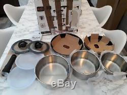 Tefal Ingenio Pots and Pans Set, Stainless Steel, 13-PC MISSING 1 HANDLE & 2 LIDS