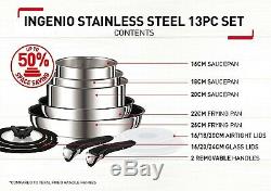 Tefal Ingenio Pots and Pans Set, Stainless Steel, 13-Piece