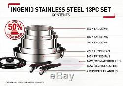 Tefal Ingenio Pots and Pans Set, Stainless Steel, 13-Piece, Induction 13 Piece