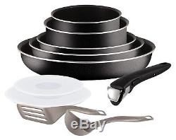 Tefal Ingenio Set of Frying Pans and Saucepans, Aluminium, black, 10 pièces