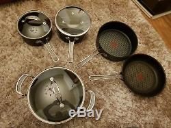 Tefal Jamie Oliver Hard Anodised Induction 5 Piece Cookware Set Fry/Saucepan New