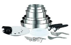 Tefal Set 6 Parts Game Frying Pans and Saucepans of Steel Stainless with 2 Grips