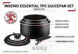 Tefal TEF-L2009042 Essential Non-Stick Saucepan Set, 7 Pieces Black