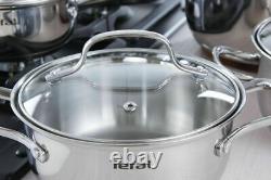 Tefal Uno Cookware Set 10 Pcs Saucepan Stewpots Stockpot Glass Lids Pots Pot LID