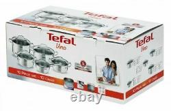 Tefal Uno Cookware Set 10 Pcs Saucepan Stewpots Stockpot Glass Lids Pots Pot LID