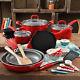 The Pioneer Woman Vintage Speckle 24-Piece Cookware Combo Set Pan Pot Red
