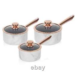 Tower 3 Piece 16/18/20cm Saucepans Set In Marble and Rose Gold? Non Stick