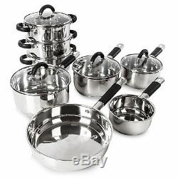 Tower 8 piece Cookware Set Stainless Steel Induction Saucepan Sets Pots and Pans