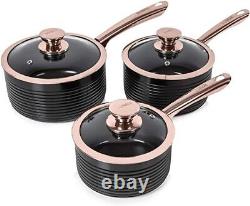 Tower Black & Rose Gold Non-Stick Easy Clean 3 Piece Pan Set? 5 YEAR WARRANTY