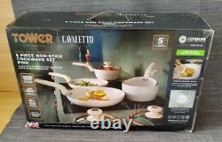 Tower Cavaletto Pink & Rose Gold 5 Piece Pan Set Kitchen Cookware