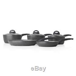 Tower Cerastone T81276 Pan Set with Non-Stick Inner Coating and Tempered Glass L