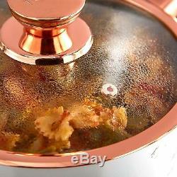 Tower Frying Pan and Saucepan Set, Rose Gold Marble Effect, Non-Stick Coating an