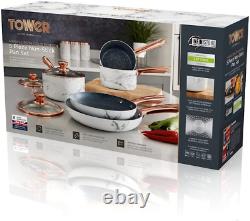 Tower Linear Induction Frying Pan and Saucepan Set, Non Stick Ceramic Coating, 5