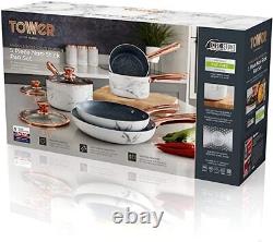 Tower Linear Induction Frying Pan and Saucepan Set, Non Stick Ceramic Coating, 5