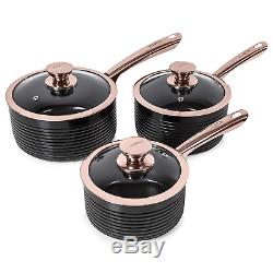 Tower Linear Pan Set with Easy Clean Non Stick Ceramic Coating, Black and Rose 7