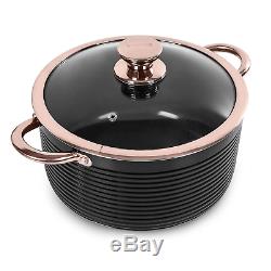 Tower Linear Pan Set with Easy Clean Non Stick Ceramic Coating, Black and Rose 7