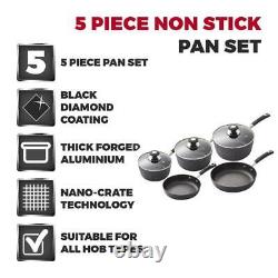 Tower Precision 5 Piece Non-Stick Pan Set Black