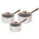 Tower Saucepan Set, Rose Gold Marble Effect, Non-Stick Coating and Aluminium 3