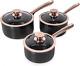 Tower T800001RB Linear Non Stick Induction 3 Piece Set, Black and Rose Gold