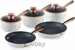 Tower T800064WR 5pc 16/18/20/24/28cm Saucepans In Marble & Rose Gold Non Stick