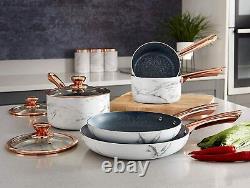 Tower T800064WR 5pc 16/18/20/24/28cm Saucepans In Marble & Rose Gold Non Stick