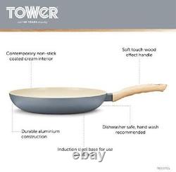 Tower T800072G Scandi Induction Pots and Pans Set, Non Stick, Soft Touch Wood E