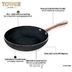 Tower T800140RB Linear 5 Piece Non-Stick Pan Set in Black and Rose Gold Brand