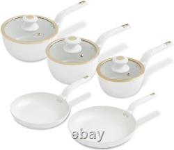 Tower T800232WHT Cavaletto 5 Piece Cookware Set, White & Champagne Gold