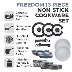 Tower T900160 Freedom Detachable Handles Cookware Set, Non-Stick 13pc, Black