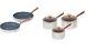 Tower White Marble Linear 5 piece Saucepan & Frying Pan Set with Non-Stick