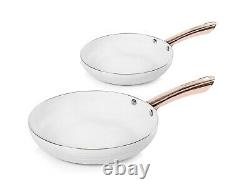 Tower White & Rose Gold Linear 5 piece Saucepan & Frying Pan Set with Non-Stick