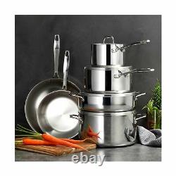 Tramontina 80116 248DS Cookware Set Stainless Steel Tri Ply Clad 10 Piece New