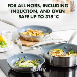 Treviso Healthy Ceramic Non-Stick Stainless Steel Cookware, 10 Pieces, Including