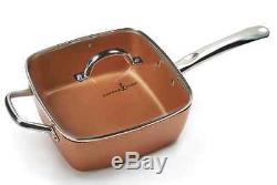 Tristar Copper Chef Pan 5 Piece Glass Lid Non Stick Product Square Cookware Set