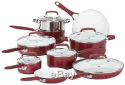 Utensils 15 pc Non Stick Ceramic Cookware Complete Nonstick Pots and Pans Set