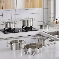 Velaze Cookware Set 12 Piece Stainless Steel Kitchen Cooking Pot&Pan Sets