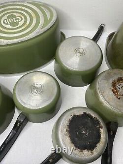Vintage Club Aluminum Avocado Green Cookware Set Pan Pot Dutch Oven MCM Lot 15
