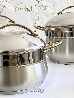 Vivaldi Ecoten 10 Pcs Stainless Steel Induction Cookware Set Gold Handles