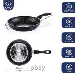 Westinghouse 2 x Non-Stick Frying Pans with Lids 4 Piece Set Small & Large