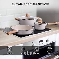 YIIFEEO 16 Pieces Cookware Set, Nonstick Pans and Pots Sets, Stone Non Stick Fry