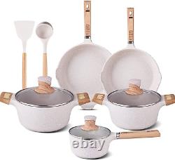 YIIFEEO 16 Pieces Cookware Set, Nonstick Pans and Pots Sets, Stone Non Stick Fry