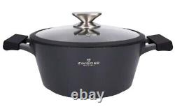 Zwieger Black Stone Set Of Pots Cookware 6 Pcs, Cast Aluminium, Stewpots + Lids