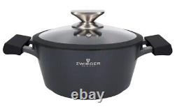 Zwieger Black Stone Set Of Pots Cookware 8 Pcs, Stewpots + Saucepan + Glass Lids