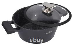 Zwieger Black Stone Set Of Pots Cookware 8 Pcs, Stewpots + Saucepan + Glass Lids